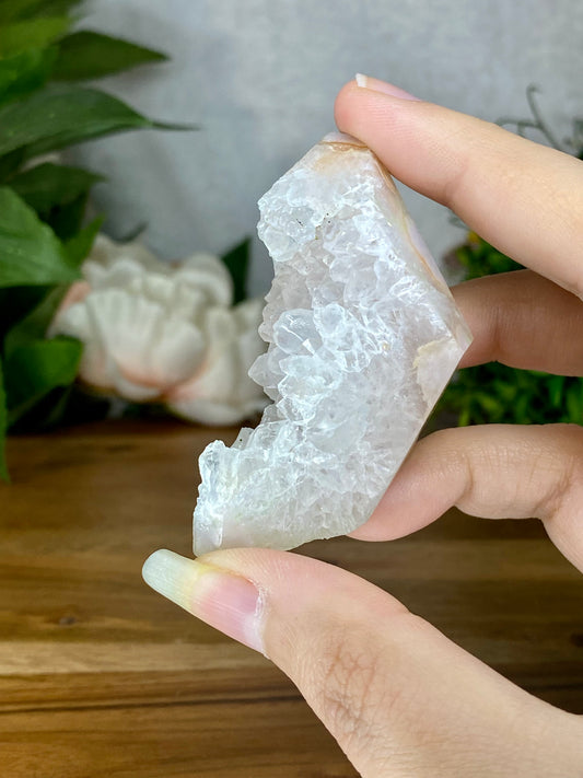 Pink Amethyst With Flower Agate Freeforms (A-D)