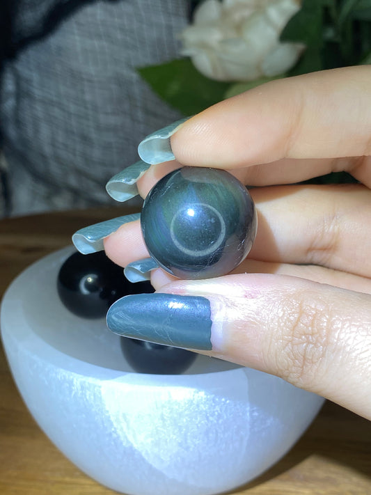 Rainbow Obsidian Spheres