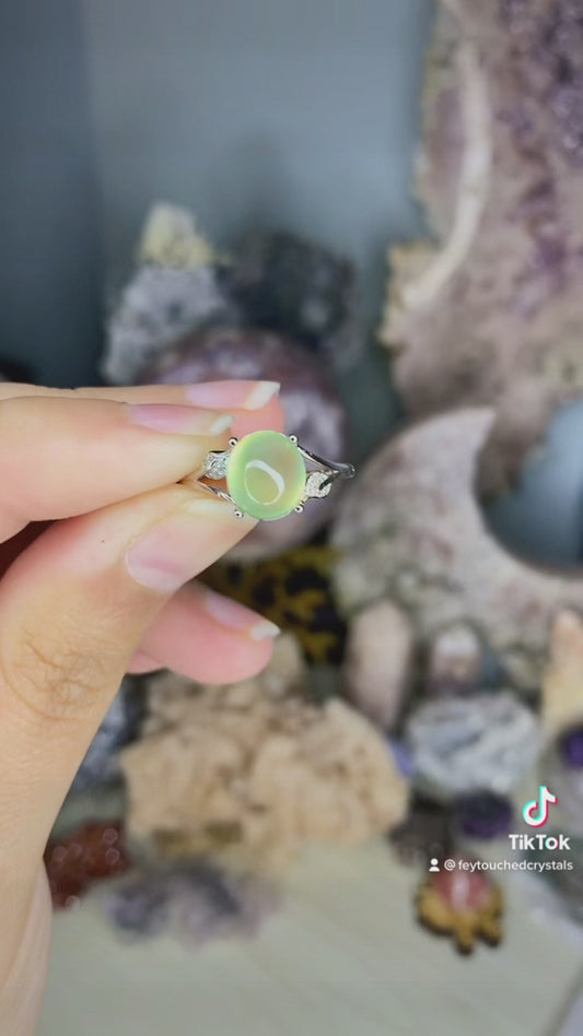 Prehnite Silver 925 Adjustable Ring