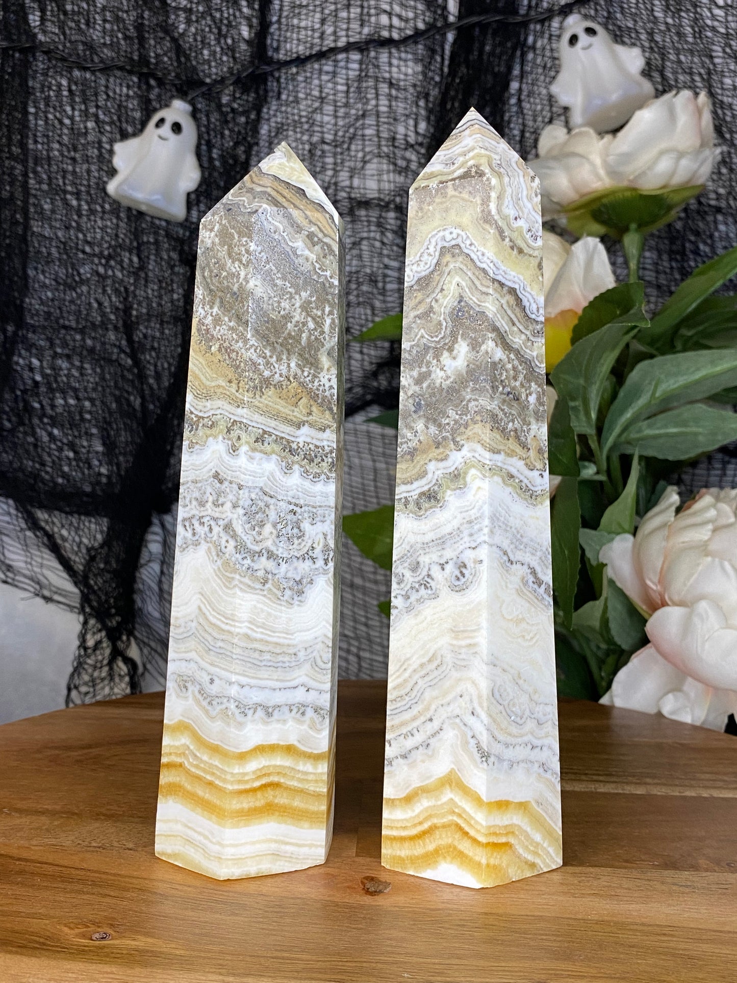 Dendritic Orange Calcite Towers (Large)