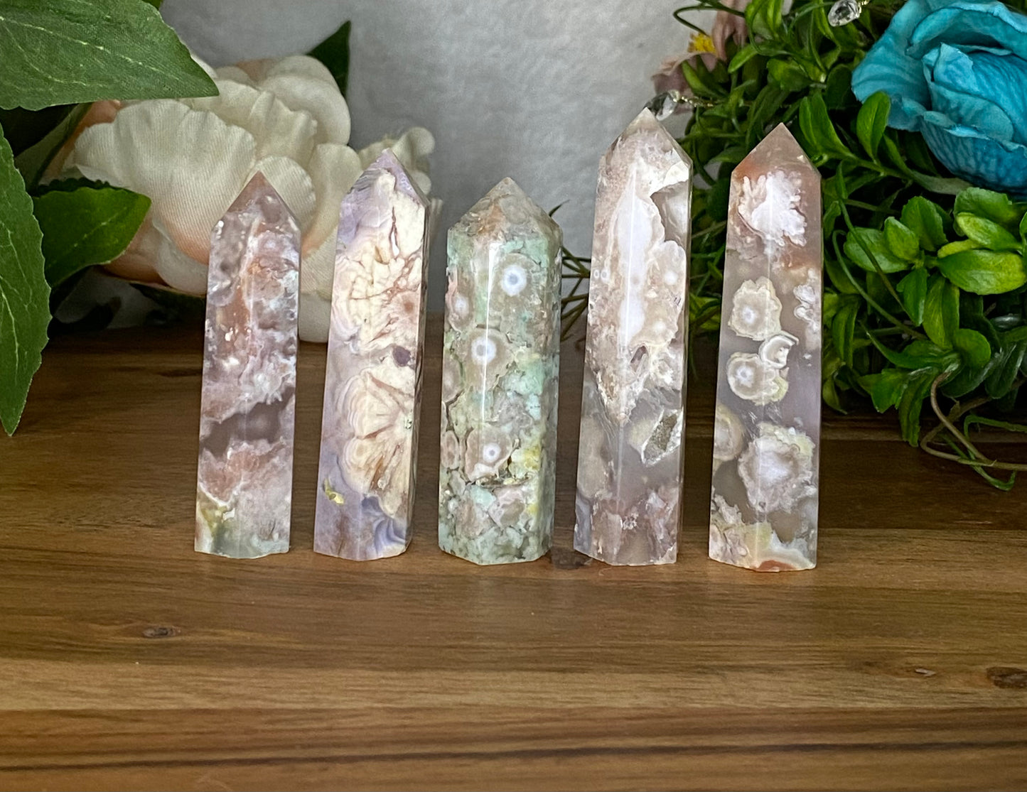 High Quality Flower Agate Towers (A-E)