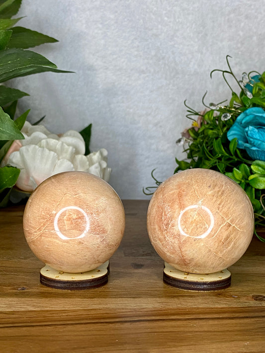 Peach Moonstone Spheres