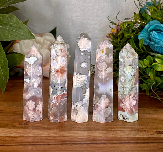 High Quality Flower Agate Towers (F-J)