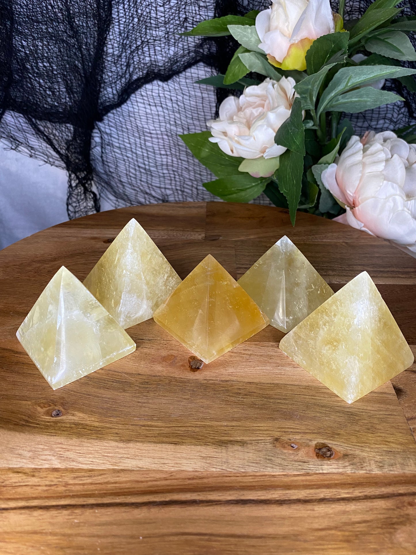 Honey Calcite Pyramids