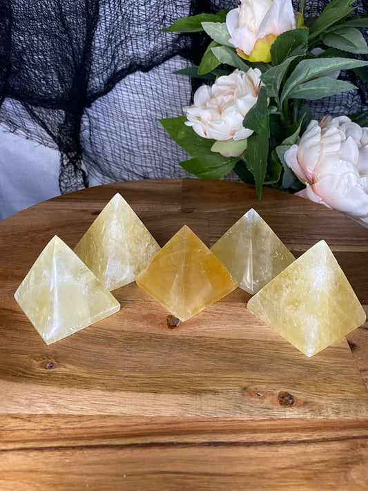 Honey Calcite Pyramids