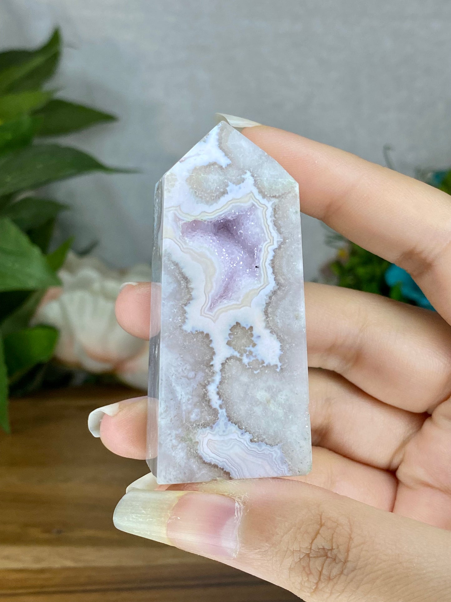 Pink Amethyst With Flower Agate Towers (A-E)