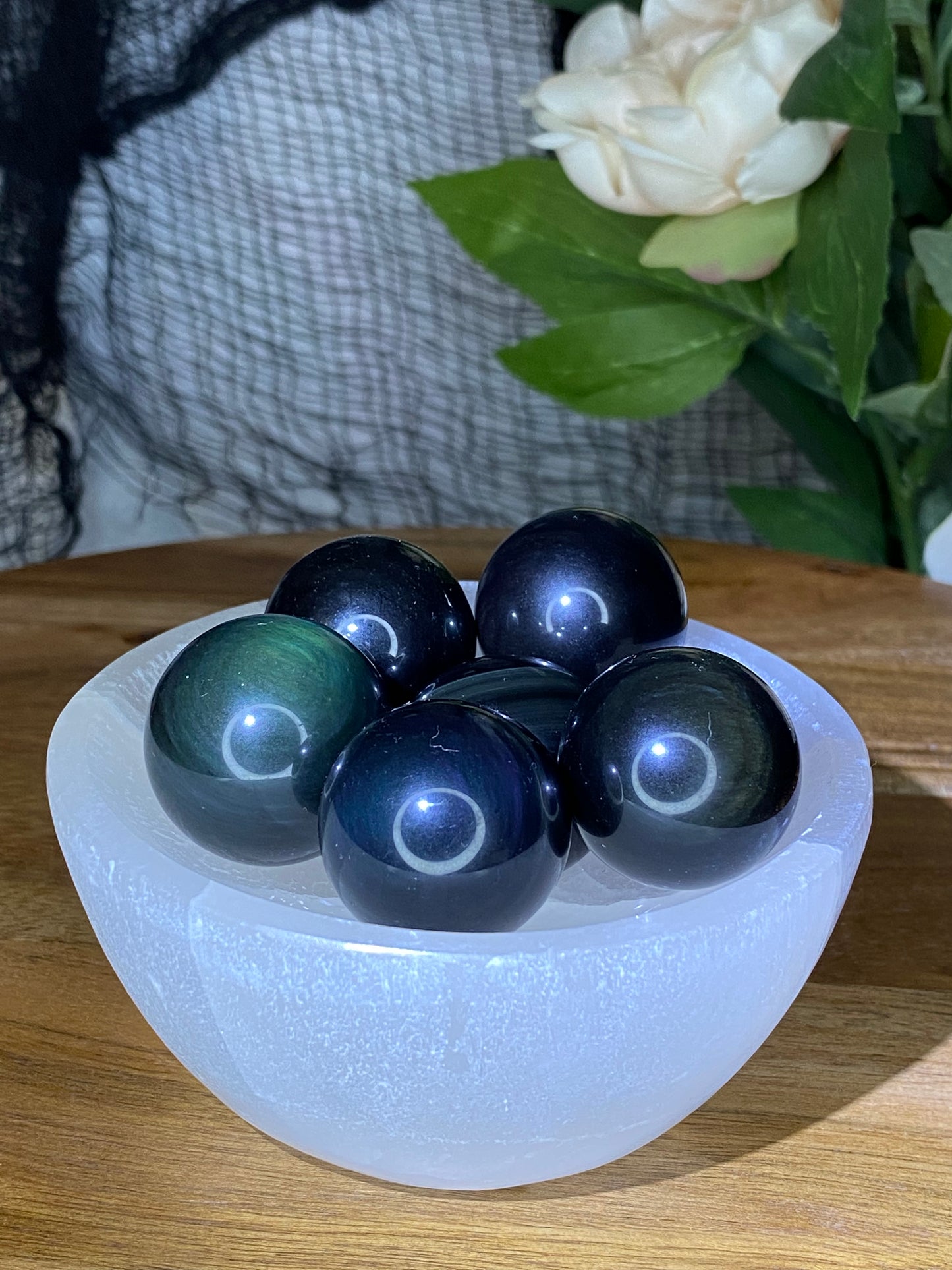 Rainbow Obsidian Spheres