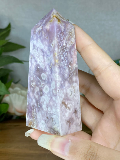 Pink Amethyst With Flower Agate Towers (F-J)